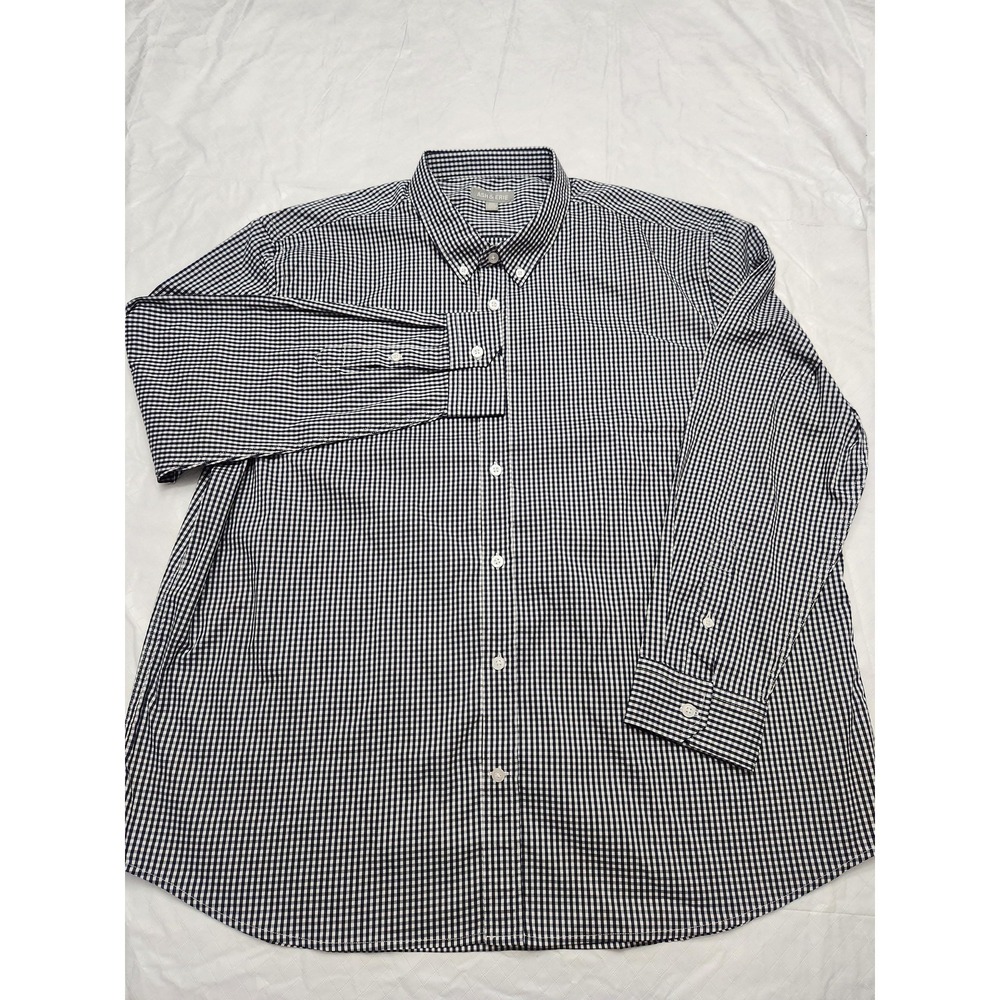 Ash & Erie Shirt Mens 2XL Blue White Gingham Check Button Down Long Sleeve